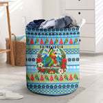 Saint Lucia Christmas In Paradise Laundry Basket Tropical Parrot Santa Ugly Pattern Graphic Artwork