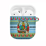 Saint Lucia Christmas In Paradise AirPods Case Tropical Parrot Santa Ugly Pattern Graphic Artwork