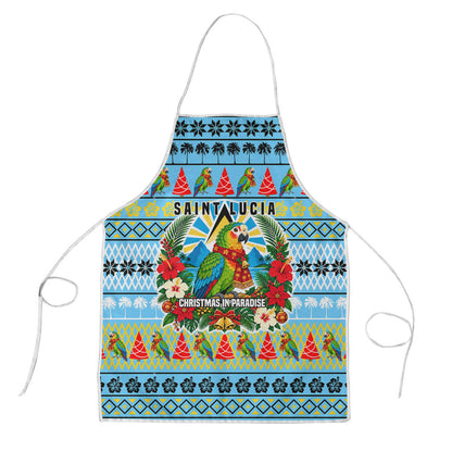 Saint Lucia Christmas In Paradise Apron Tropical Parrot Santa Ugly Pattern Graphic Artwork