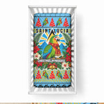 Saint Lucia Christmas In Paradise Baby Bed Cover Tropical Parrot Santa Ugly Pattern Graphic Artwork