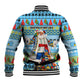 Saint Lucia Christmas In Paradise Baseball Jacket Tropical Parrot Santa Ugly Pattern Graphic Artwork