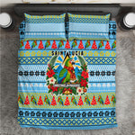 Saint Lucia Christmas In Paradise Bedding Set Tropical Parrot Santa Ugly Pattern Graphic Artwork