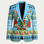 Saint Lucia Christmas In Paradise Blazer Tropical Parrot Santa Ugly Pattern Graphic Artwork