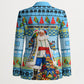 Saint Lucia Christmas In Paradise Blazer Tropical Parrot Santa Ugly Pattern Graphic Artwork
