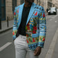 Saint Lucia Christmas In Paradise Blazer Tropical Parrot Santa Ugly Pattern Graphic Artwork