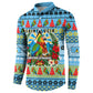 Saint Lucia Christmas In Paradise Button Sweatshirt Tropical Parrot Santa Ugly Pattern Graphic Artwork