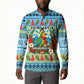 Saint Lucia Christmas In Paradise Button Sweatshirt Tropical Parrot Santa Ugly Pattern Graphic Artwork