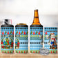 Saint Lucia Christmas In Paradise 4 in 1 Can Cooler Tumbler Tropical Parrot Santa Ugly Pattern Graphic Artwork