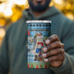 Saint Lucia Christmas In Paradise 4 in 1 Can Cooler Tumbler Tropical Parrot Santa Ugly Pattern Graphic Artwork