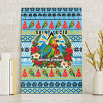 Saint Lucia Christmas In Paradise Canvas Wall Art Tropical Parrot Santa Ugly Pattern Graphic Artwork