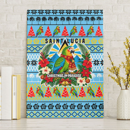 Saint Lucia Christmas In Paradise Canvas Wall Art Tropical Parrot Santa Ugly Pattern Graphic Artwork