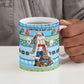 Saint Lucia Christmas In Paradise Ceramic Mug Tropical Parrot Santa Ugly Pattern Graphic Artwork