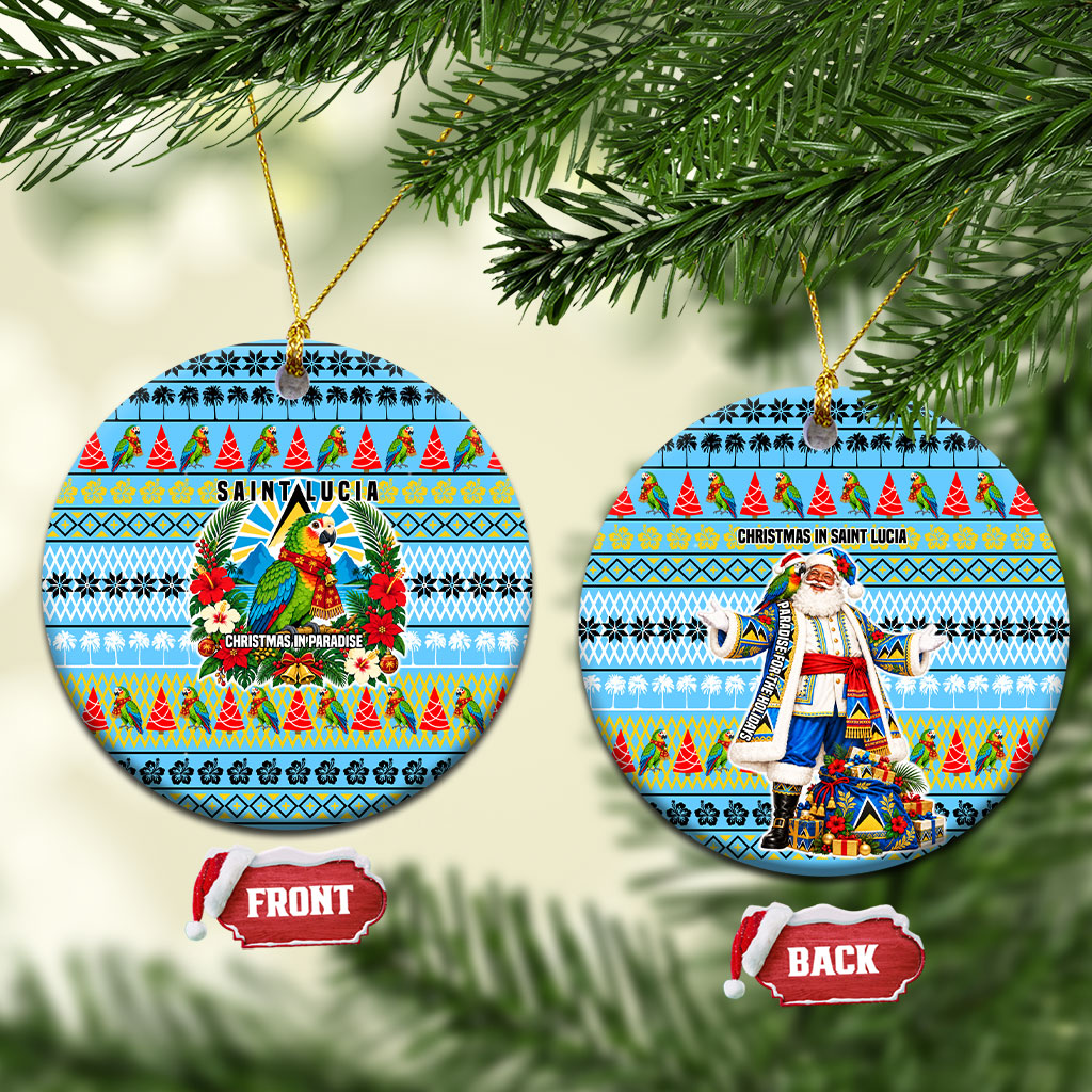 Saint Lucia Christmas In Paradise Ceramic Ornament Tropical Parrot Santa Ugly Pattern Graphic Artwork