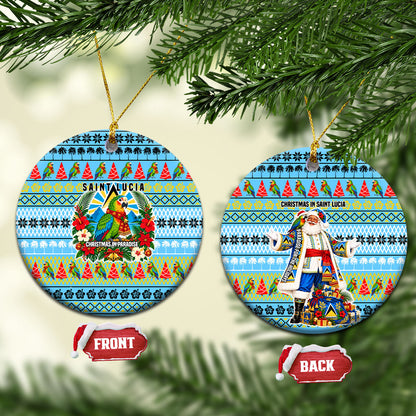 Saint Lucia Christmas In Paradise Ceramic Ornament Tropical Parrot Santa Ugly Pattern Graphic Artwork