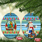 Saint Lucia Christmas In Paradise Ceramic Ornament Tropical Parrot Santa Ugly Pattern Graphic Artwork