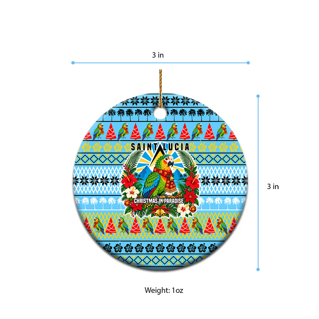 Saint Lucia Christmas In Paradise Ceramic Ornament Tropical Parrot Santa Ugly Pattern Graphic Artwork