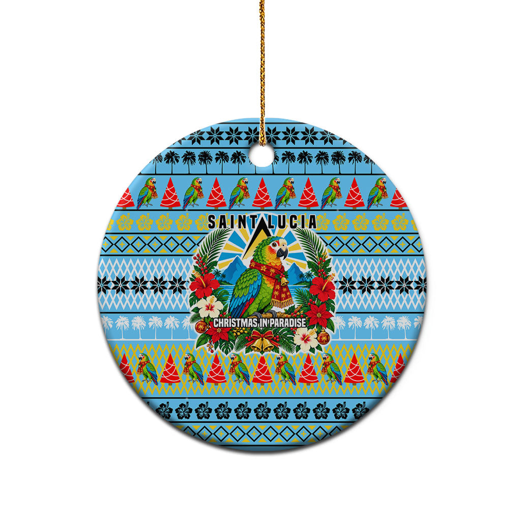 Saint Lucia Christmas In Paradise Ceramic Ornament Tropical Parrot Santa Ugly Pattern Graphic Artwork