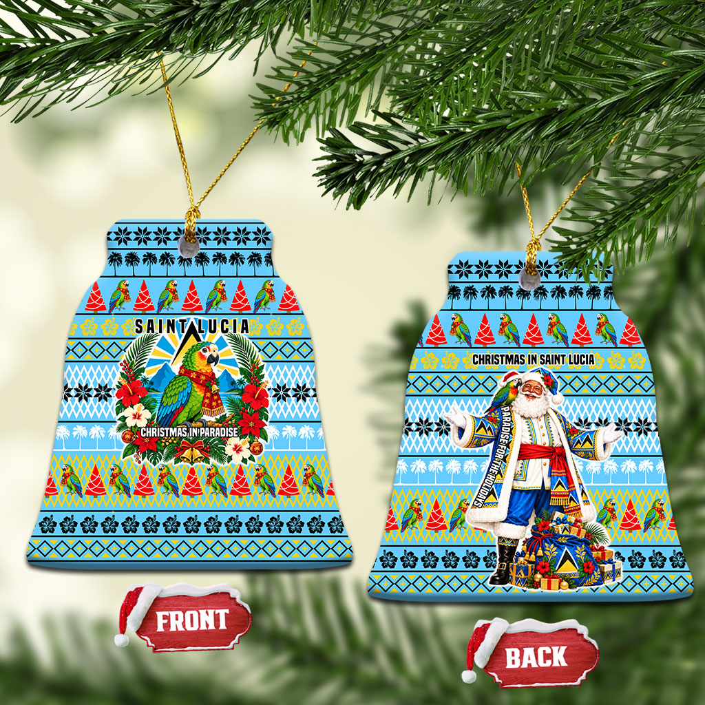 Saint Lucia Christmas In Paradise Ceramic Ornament Tropical Parrot Santa Ugly Pattern Graphic Artwork