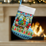 Saint Lucia Christmas In Paradise Christmas Stocking Tropical Parrot Santa Ugly Pattern Graphic Artwork