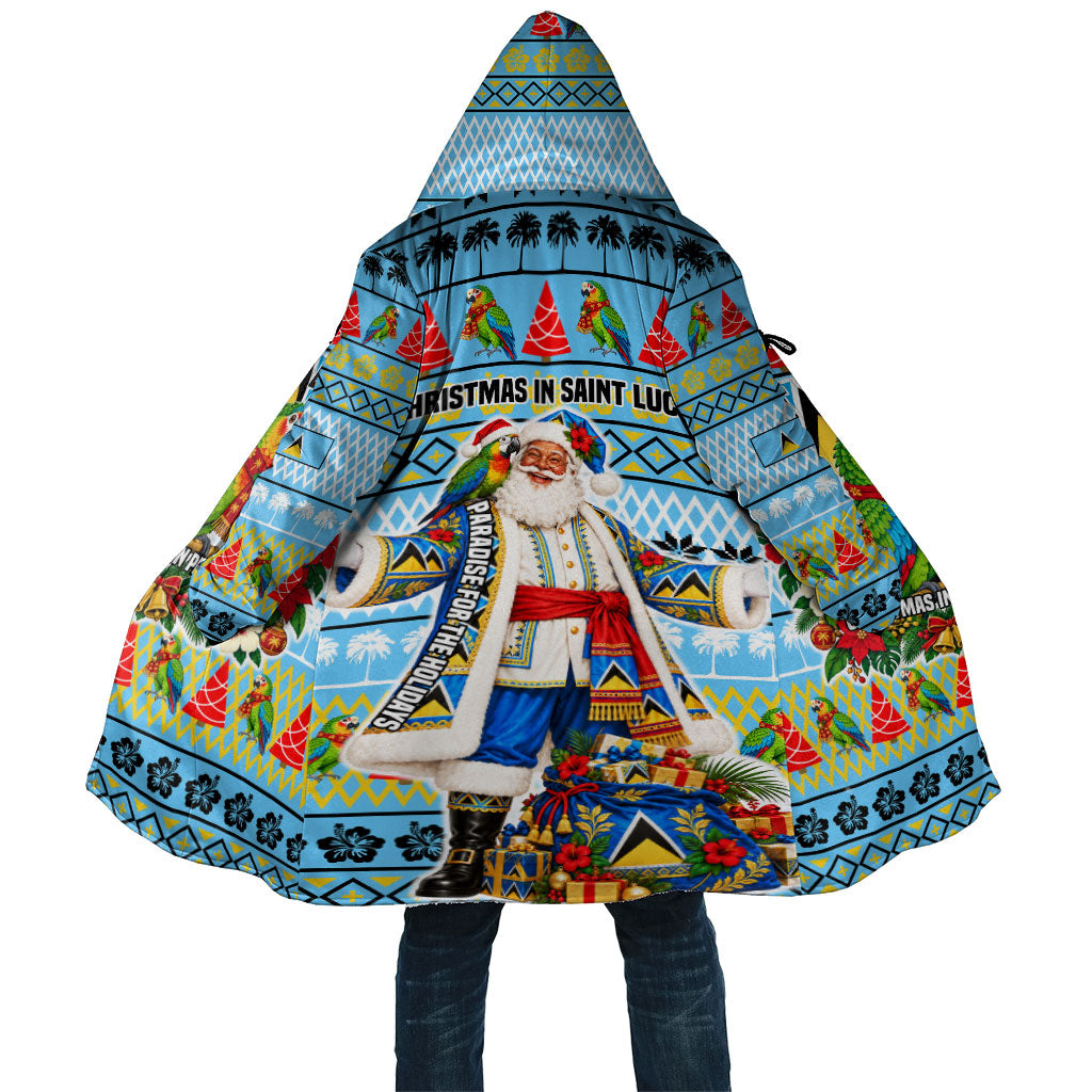 Saint Lucia Christmas In Paradise Cloak Tropical Parrot Santa Ugly Pattern Graphic Artwork