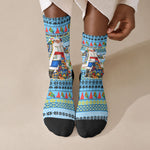 Saint Lucia Christmas In Paradise Crew Socks Tropical Parrot Santa Ugly Pattern Graphic Artwork