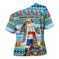 Saint Lucia Christmas In Paradise Cross Shoulder Shirt Tropical Parrot Santa Ugly Pattern Graphic Artwork
