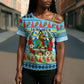 Saint Lucia Christmas In Paradise Cross Shoulder Shirt Tropical Parrot Santa Ugly Pattern Graphic Artwork