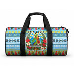 Saint Lucia Christmas In Paradise Duffle Bag Tropical Parrot Santa Ugly Pattern Graphic Artwork