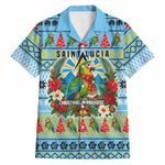 Saint Lucia Christmas In Paradise Hawaiian Shirt Tropical Parrot Santa Ugly Pattern Graphic Artwork