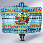 Saint Lucia Christmas In Paradise Hooded Blanket Tropical Parrot Santa Ugly Pattern Graphic Artwork