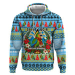 Saint Lucia Christmas In Paradise Hoodie Tropical Parrot Santa Ugly Pattern Graphic Artwork