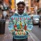 Saint Lucia Christmas In Paradise Hoodie Tropical Parrot Santa Ugly Pattern Graphic Artwork