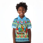 Saint Lucia Christmas In Paradise Kid Polo Shirt Tropical Parrot Santa Ugly Pattern Graphic Artwork