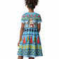 Saint Lucia Christmas In Paradise Kid Short Sleeve Dress Tropical Parrot Santa Ugly Pattern Graphic Artwork