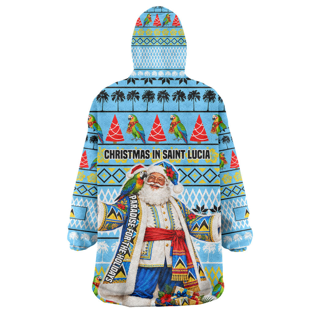 Saint Lucia Christmas In Paradise Kid Wearable Blanket Hoodie Tropical Parrot Santa Ugly Pattern Graphic Artwork