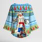 Saint Lucia Christmas In Paradise Kimono Sleeve Blouse Tropical Parrot Santa Ugly Pattern Graphic Artwork