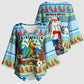 Saint Lucia Christmas In Paradise Kimono Sleeve Blouse Tropical Parrot Santa Ugly Pattern Graphic Artwork