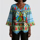Saint Lucia Christmas In Paradise Kimono Sleeve Blouse Tropical Parrot Santa Ugly Pattern Graphic Artwork