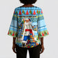 Saint Lucia Christmas In Paradise Kimono Sleeve Blouse Tropical Parrot Santa Ugly Pattern Graphic Artwork