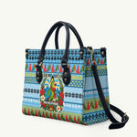 Saint Lucia Christmas In Paradise Leather Bag Tropical Parrot Santa Ugly Pattern Graphic Artwork