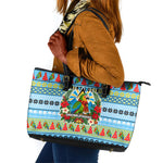 Saint Lucia Christmas In Paradise Leather Tote Bag Tropical Parrot Santa Ugly Pattern Graphic Artwork