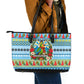 Saint Lucia Christmas In Paradise Leather Tote Bag Tropical Parrot Santa Ugly Pattern Graphic Artwork