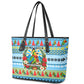 Saint Lucia Christmas In Paradise Leather Tote Bag Tropical Parrot Santa Ugly Pattern Graphic Artwork