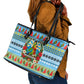 Saint Lucia Christmas In Paradise Leather Tote Bag Tropical Parrot Santa Ugly Pattern Graphic Artwork