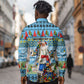 Saint Lucia Christmas In Paradise Long Sleeve Button Shirt Tropical Parrot Santa Ugly Pattern Graphic Artwork