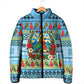 Saint Lucia Christmas In Paradise Padded Jacket Tropical Parrot Santa Ugly Pattern Graphic Artwork