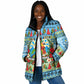 Saint Lucia Christmas In Paradise Padded Jacket Tropical Parrot Santa Ugly Pattern Graphic Artwork