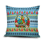 Saint Lucia Christmas In Paradise Pillow Cover Tropical Parrot Santa Ugly Pattern Graphic Artwork
