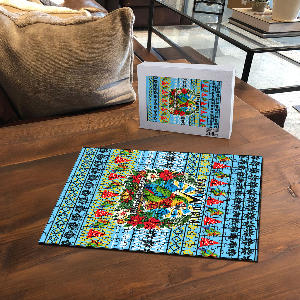 Saint Lucia Christmas In Paradise Puzzle Tropical Parrot Santa Ugly Pattern Graphic Artwork