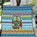 Saint Lucia Christmas In Paradise Quilt Tropical Parrot Santa Ugly Pattern Graphic Artwork